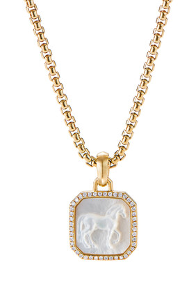 Petrvs Horse Amulet, 18k Yellow Gold, Mother of Pearl & Diamonds